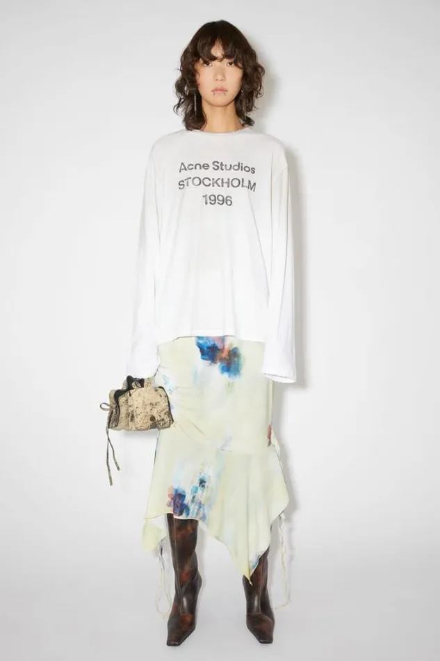 Acne Studios Skirts Woman Printed Asymmetric Skirt Light Blue