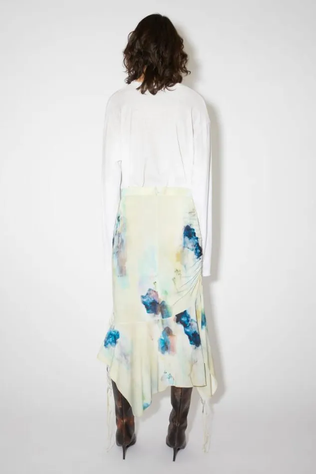 Acne Studios Skirts Woman Printed Asymmetric Skirt Light Blue