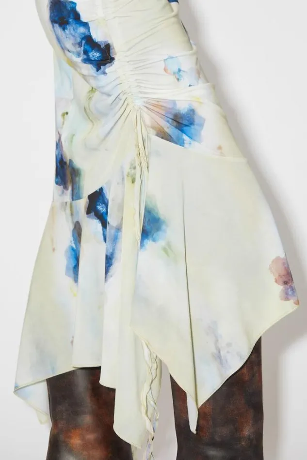 Acne Studios Skirts Woman Printed Asymmetric Skirt Light Blue