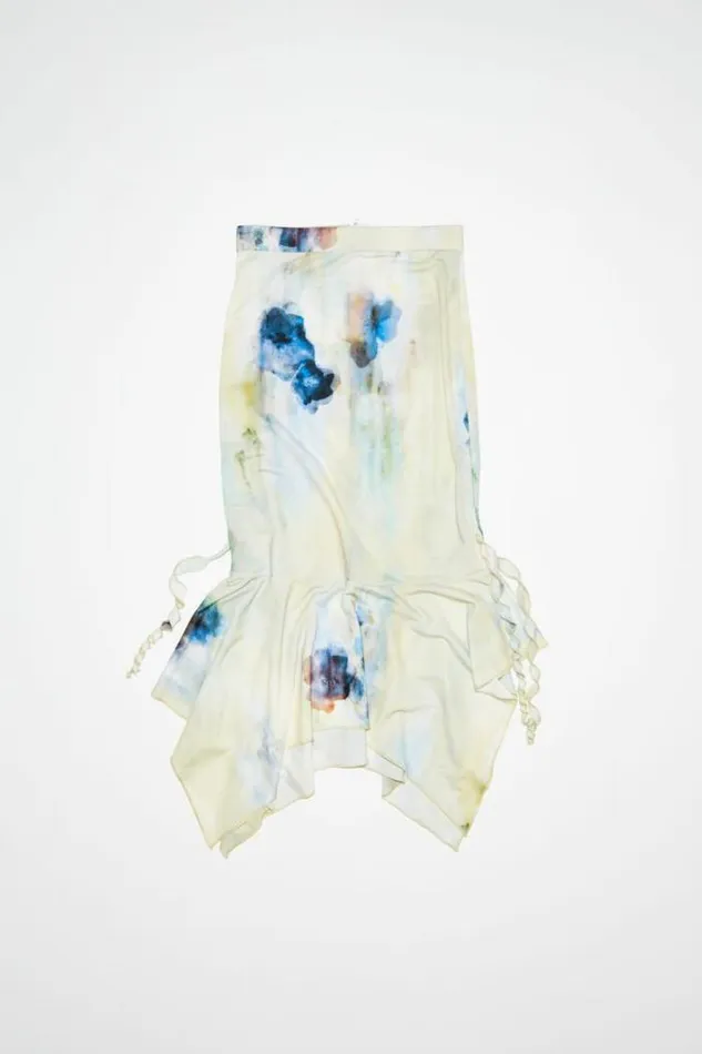 Acne Studios Skirts Woman Printed Asymmetric Skirt Light Blue