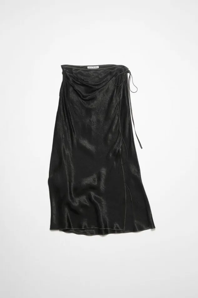 Acne Studios Skirts Woman Satin Wrap Skirt Black