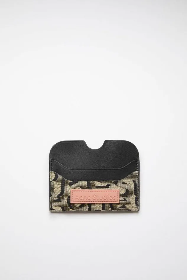 Acne Studios Small Leather Goods Man Card HolderRunway Show BeigeBlack