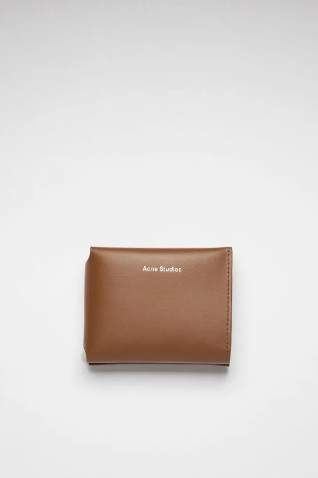 Acne Studios Small Leather Goods Man Folded Card Wallet Camel Brown