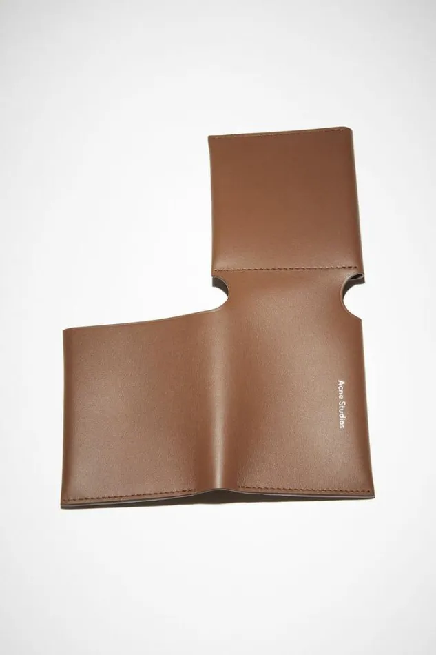 Acne Studios Small Leather Goods Man Folded Card Wallet Camel Brown