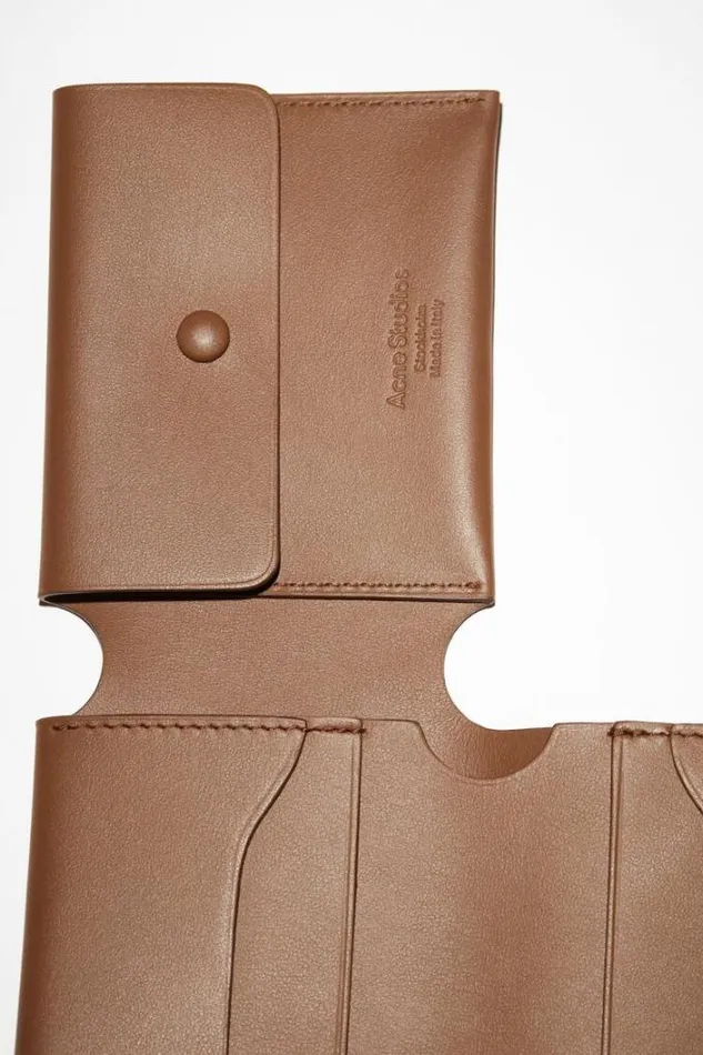 Acne Studios Small Leather Goods Man Folded Card Wallet Camel Brown