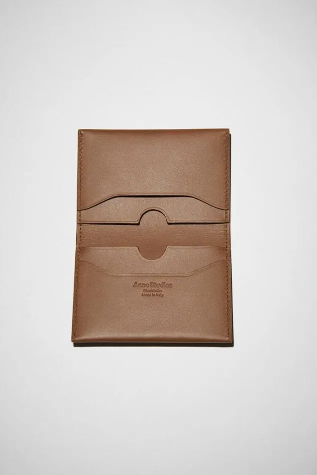 Acne Studios Small Leather Goods Woman Folded Card Holder Camel Brown