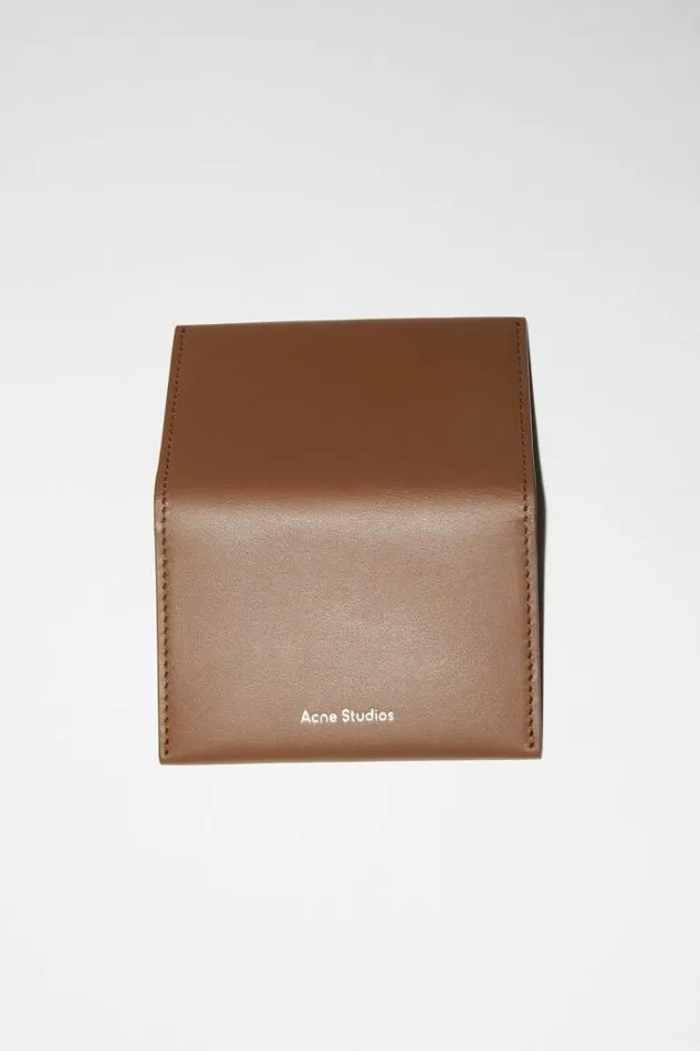 Acne Studios Small Leather Goods Woman Folded Card Holder Camel Brown