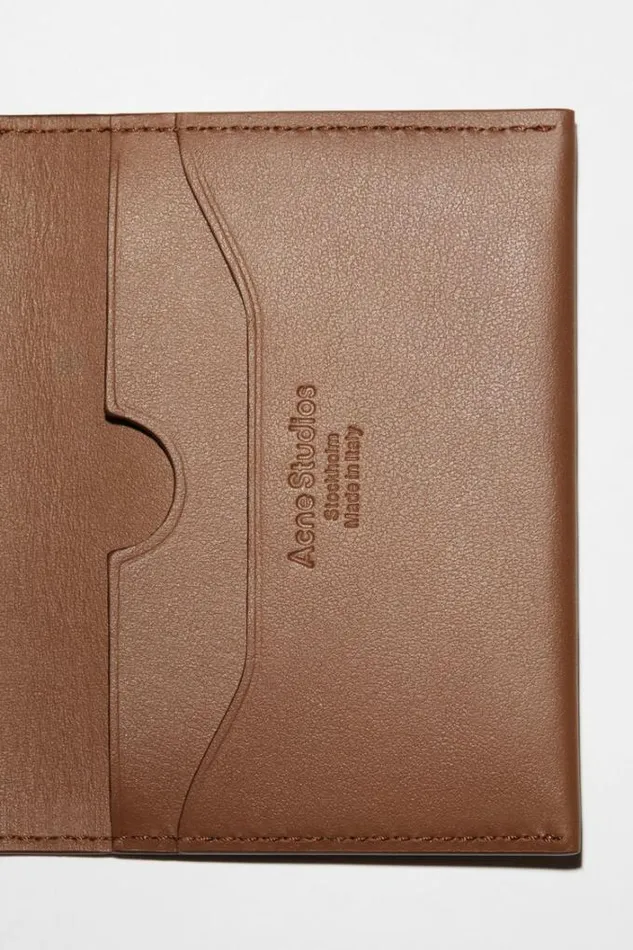 Acne Studios Small Leather Goods Woman Folded Card Holder Camel Brown