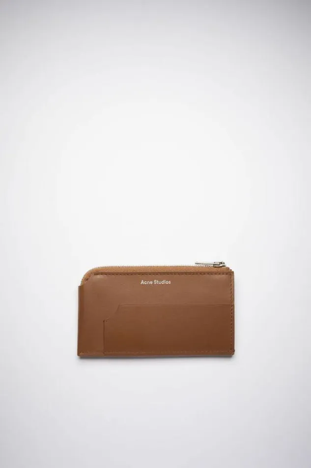 Acne Studios Small Leather Goods Woman Leather Zip Wallet Camel Brown