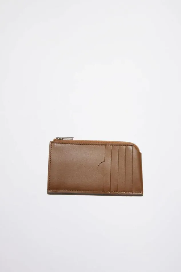 Acne Studios Small Leather Goods Woman Leather Zip Wallet Camel Brown