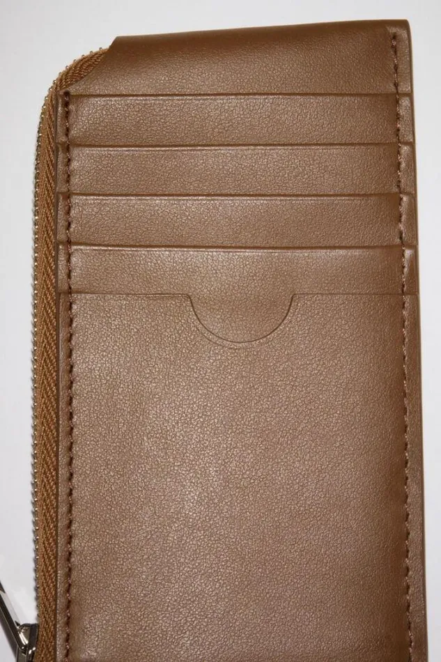 Acne Studios Small Leather Goods Woman Leather Zip Wallet Camel Brown