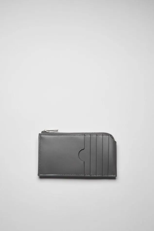 Acne Studios Small Leather Goods Woman Zippered Card Wallet Dark Grey