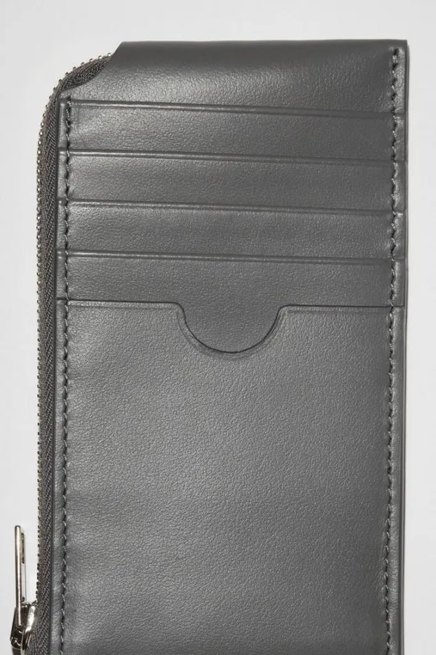 Acne Studios Small Leather Goods Woman Zippered Card Wallet Dark Grey