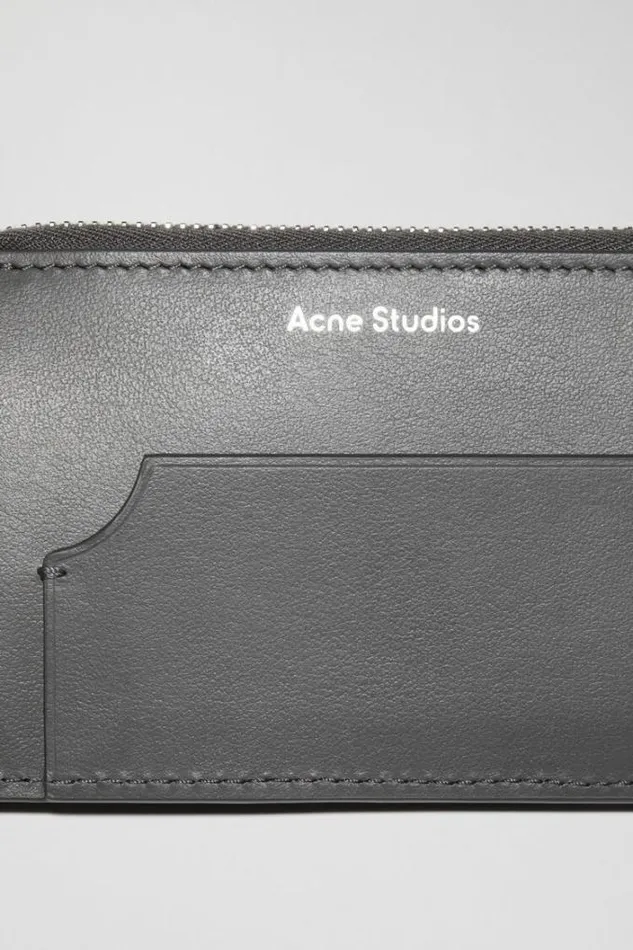 Acne Studios Small Leather Goods Woman Zippered Card Wallet Dark Grey