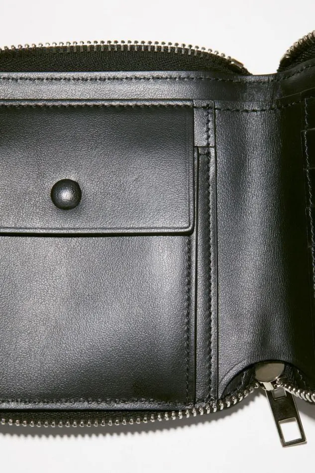Acne Studios Small Leather Goods Woman Zippered Wallet Black