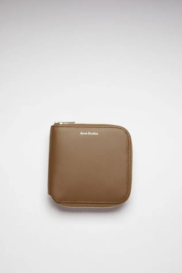 Acne Studios Small Leather Goods Woman Zippered Wallet Camel Brown