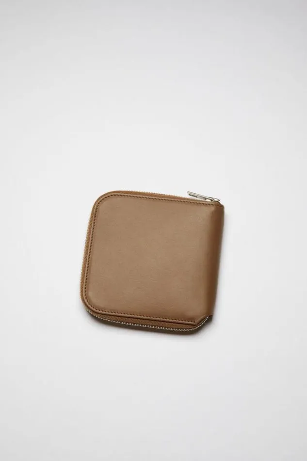 Acne Studios Small Leather Goods Woman Zippered Wallet Camel Brown