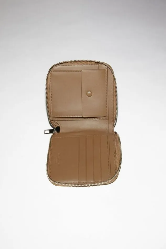 Acne Studios Small Leather Goods Woman Zippered Wallet Camel Brown