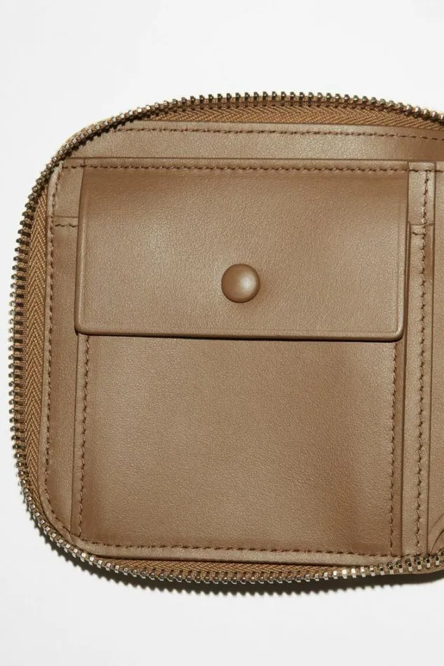 Acne Studios Small Leather Goods Woman Zippered Wallet Camel Brown