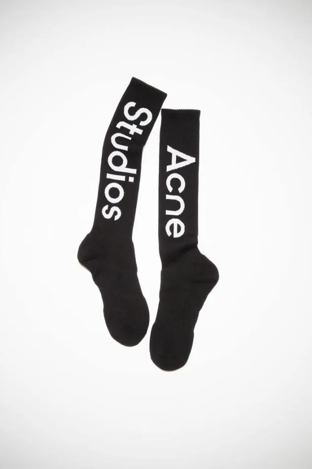 Acne Studios Socks Man Logo Contrast Socks Black