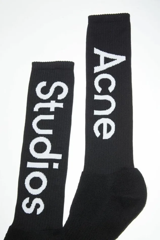 Acne Studios Socks Man Logo Contrast Socks Black