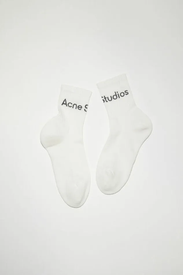 Acne Studios Socks Man Logo Socks WhiteCharcoal