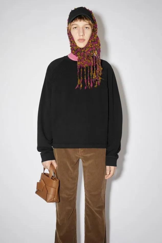 Acne Studios Sweatshirts Man Crew Neck Logo Tape Sweatshirt Black