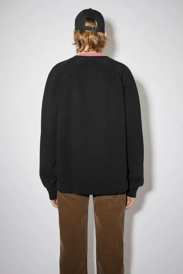 Acne Studios Sweatshirts Man Crew Neck Logo Tape Sweatshirt Black