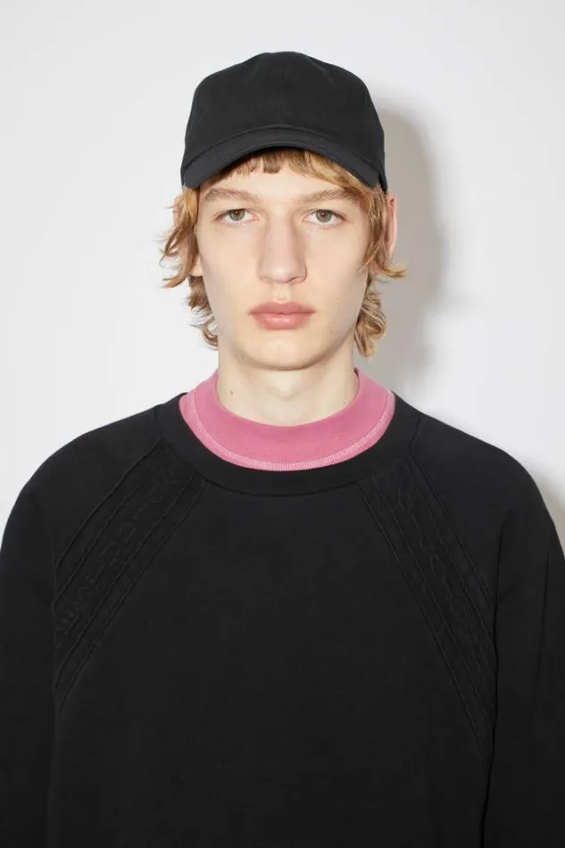 Acne Studios Sweatshirts Man Crew Neck Logo Tape Sweatshirt Black
