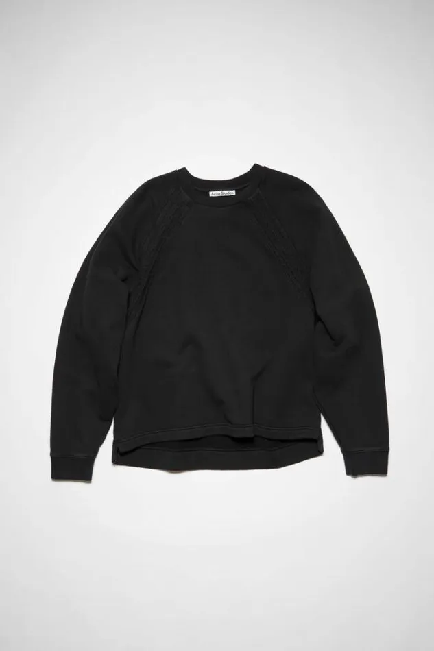 Acne Studios Sweatshirts Man Crew Neck Logo Tape Sweatshirt Black