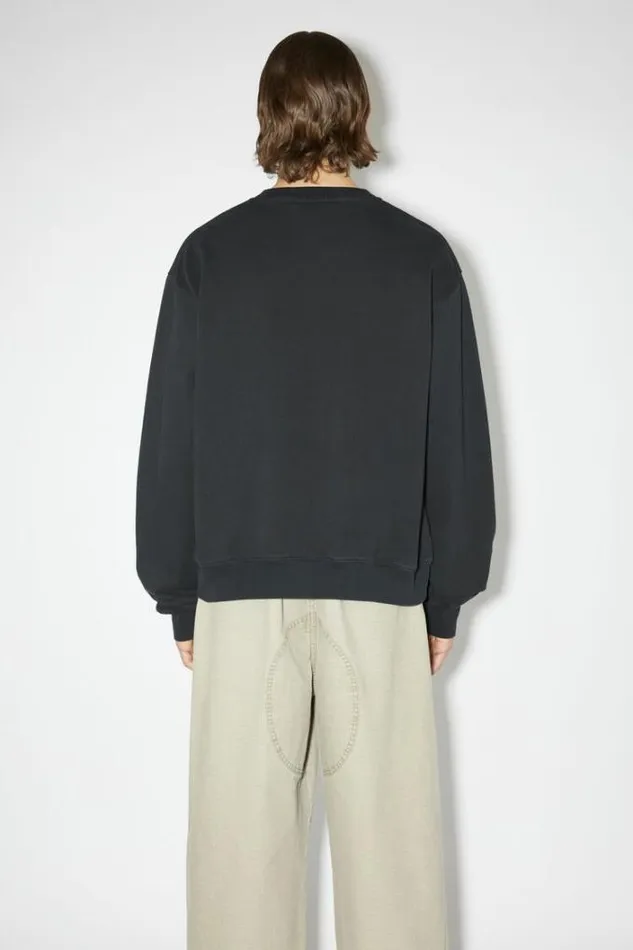 Acne Studios Sweatshirts Man Glow In The Dark Logo Sweater Faded Black