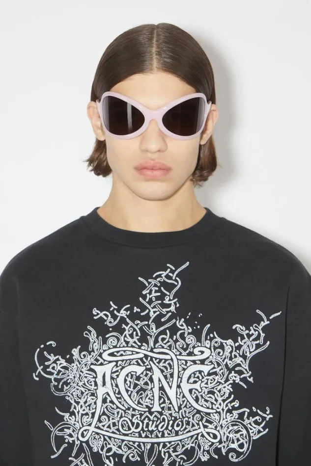 Acne Studios Sweatshirts Man Glow In The Dark Logo Sweater Faded Black