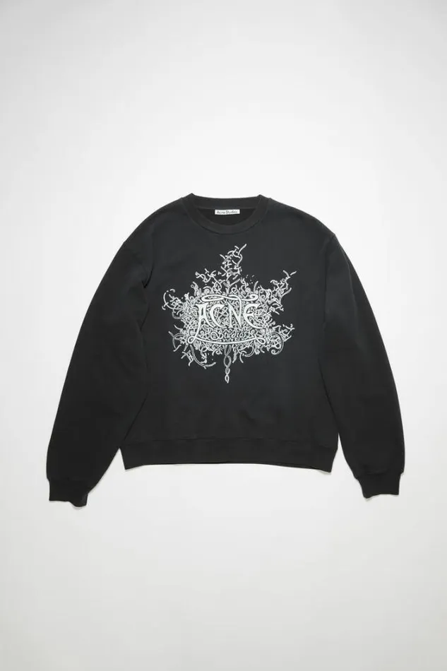 Acne Studios Sweatshirts Man Glow In The Dark Logo Sweater Faded Black