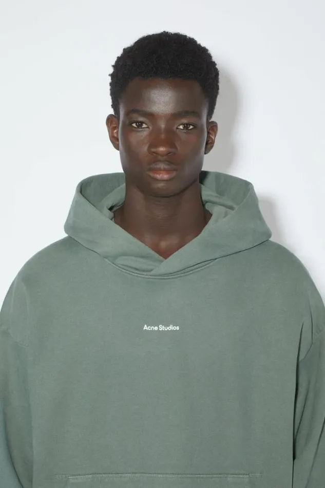 Acne Studios Sweatshirts Man Logo Hooded Sweatshirt Cedar Green