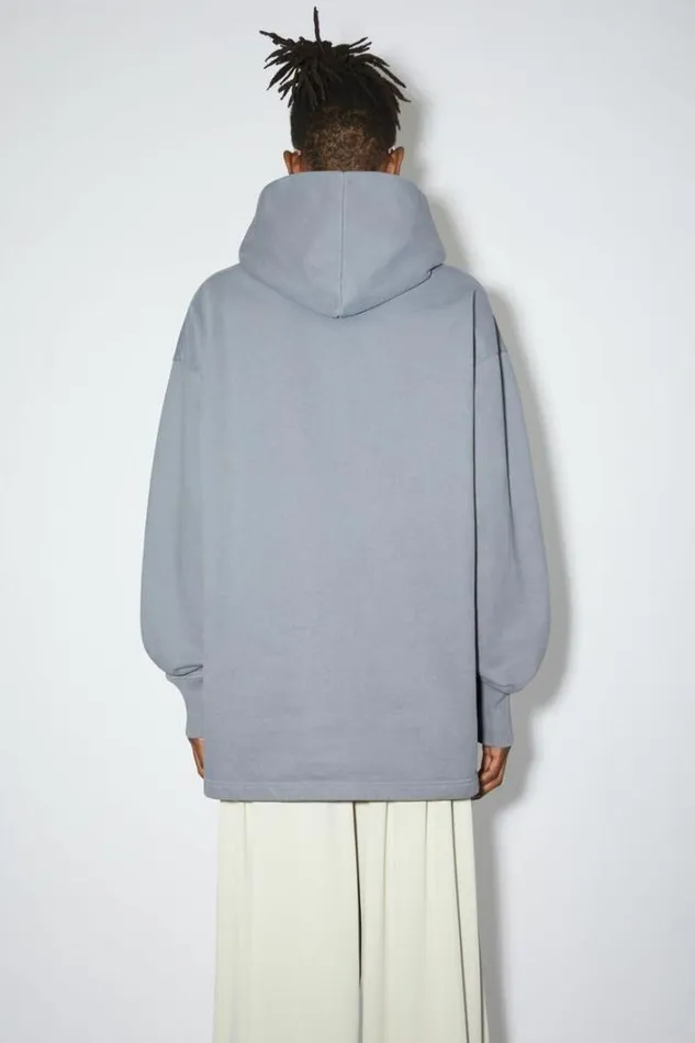 Acne Studios Sweatshirts Man Logo Hooded Sweatshirt Steel Grey
