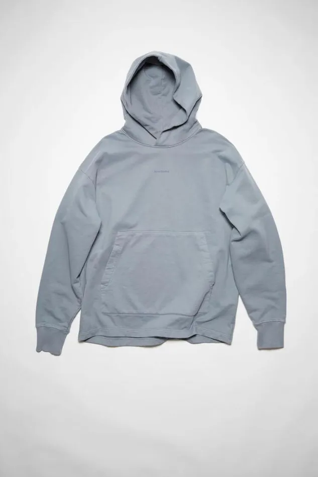 Acne Studios Sweatshirts Man Logo Hooded Sweatshirt Steel Grey