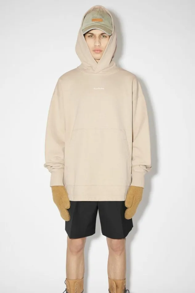 Acne Studios Sweatshirts Man Logo Hoodie Champagne Beige