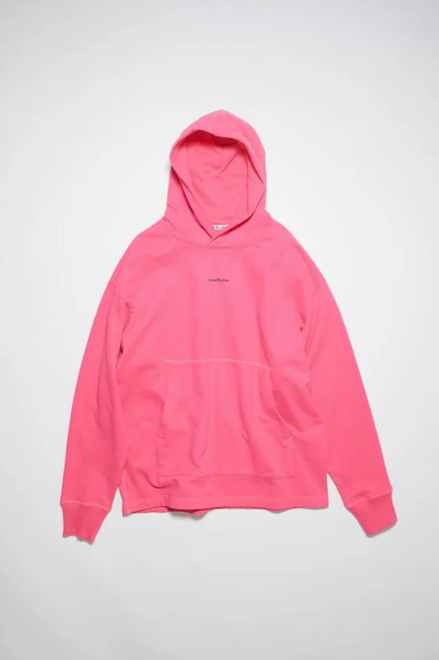 Acne Studios Sweatshirts Man Logo Hoodie Neon Pink