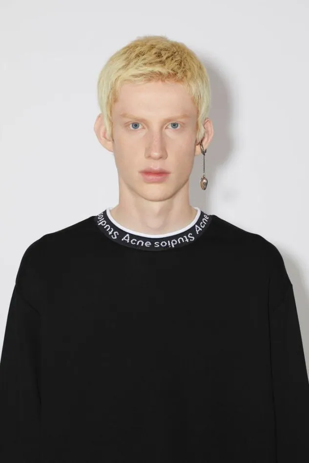 Acne Studios Sweatshirts Man Logo Rib Sweatshirt Black