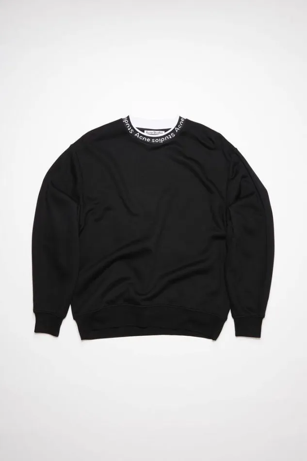 Acne Studios Sweatshirts Man Logo Rib Sweatshirt Black