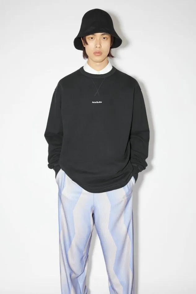 Acne Studios Sweatshirts Man Logo Sweater Black