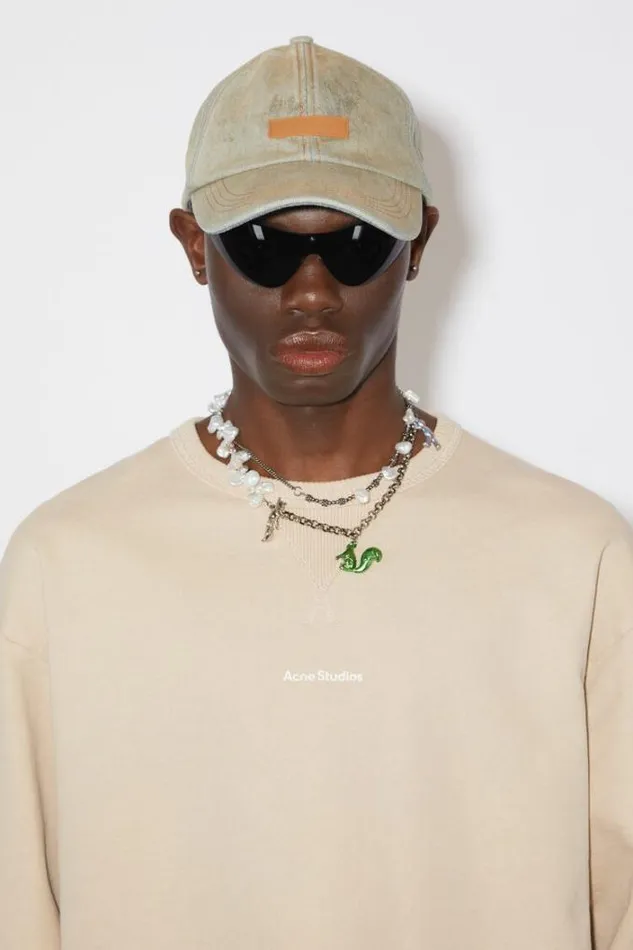 Acne Studios Sweatshirts Man Logo Sweater Champagne Beige