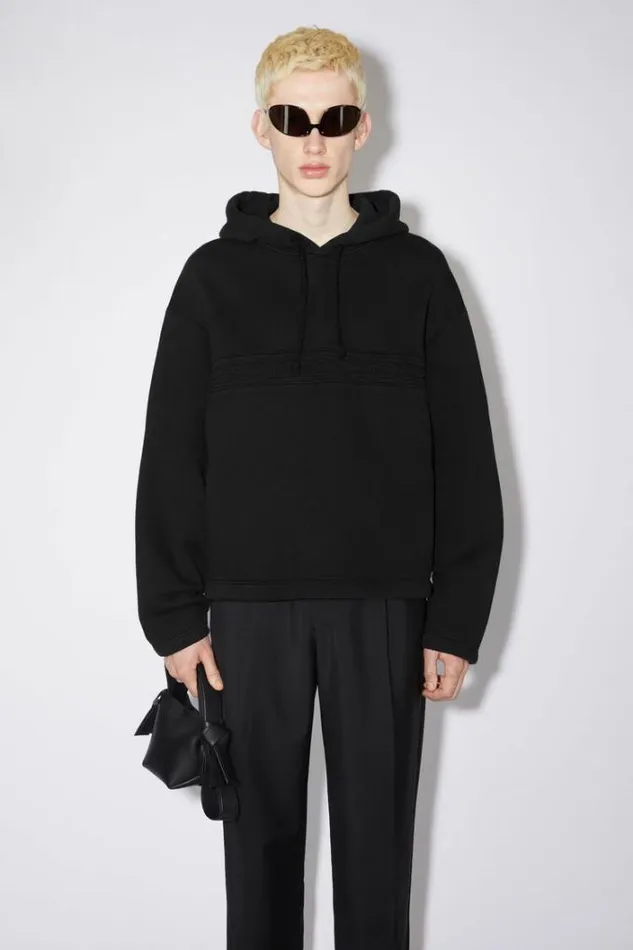 Acne Studios Sweatshirts Man Logo Tape Hoodie Black
