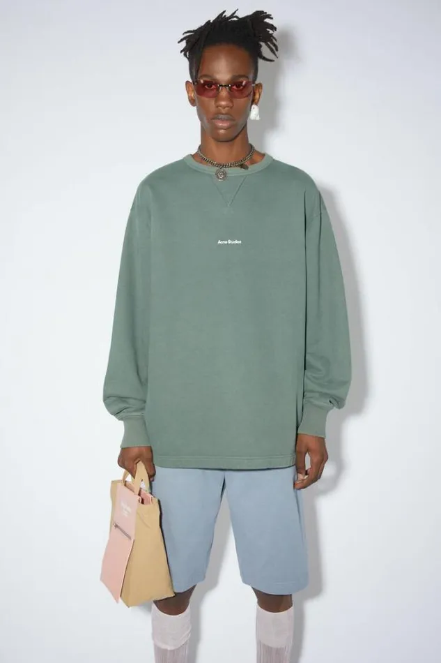 Acne Studios Sweatshirts Man Stamp Logo Sweater Cedar Green