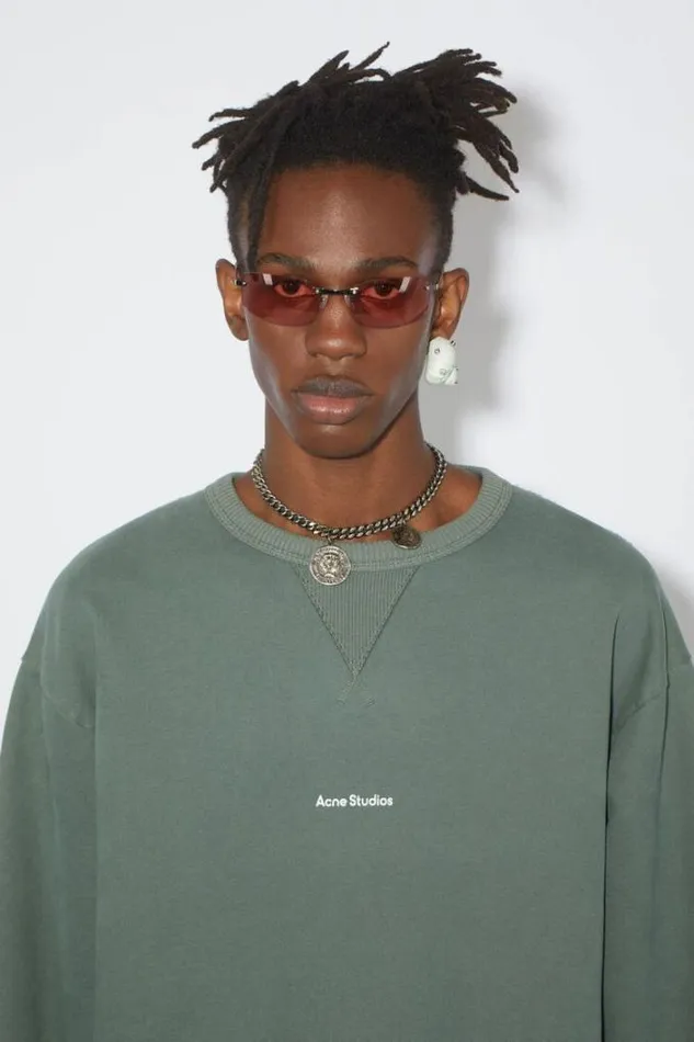 Acne Studios Sweatshirts Man Stamp Logo Sweater Cedar Green