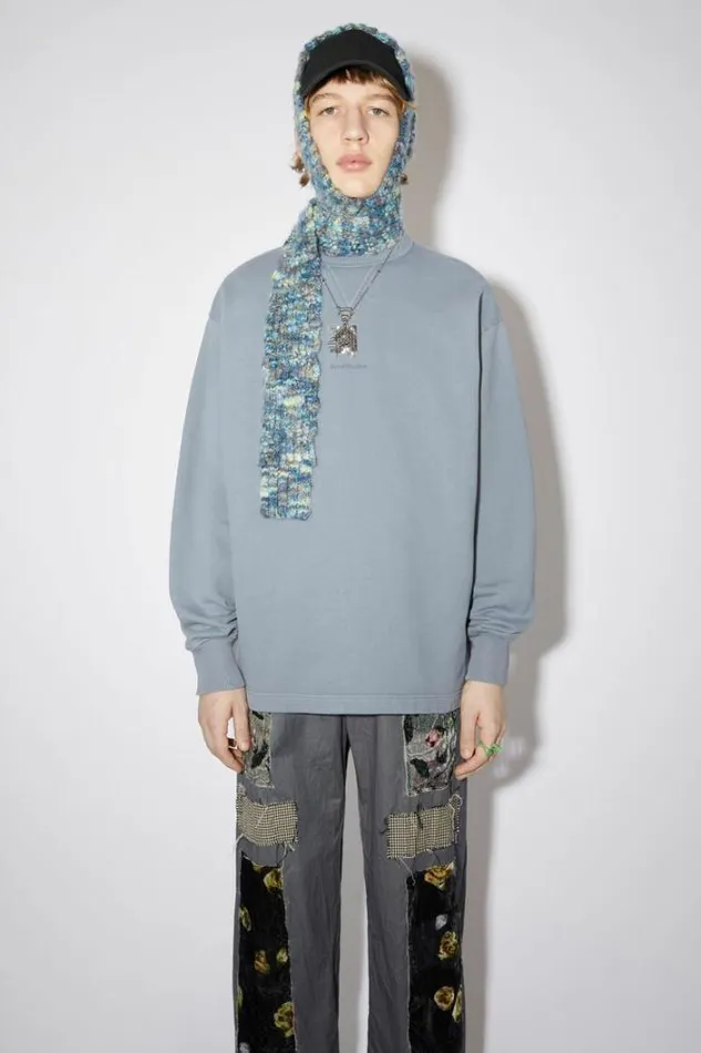 Acne Studios Sweatshirts Man Stamp Logo Sweater Steel Grey