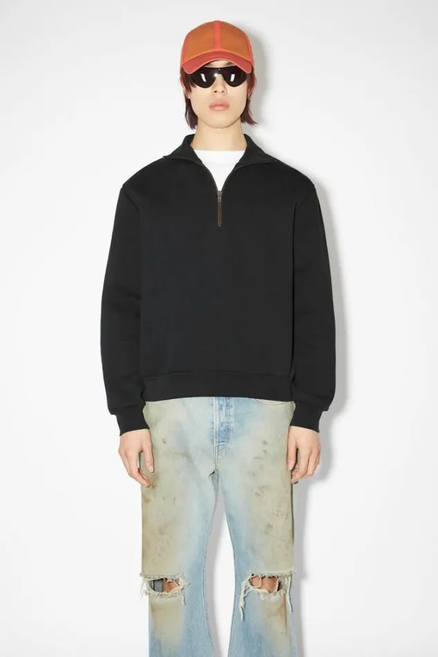 Acne Studios Sweatshirts Man Zippered Sweater Black
