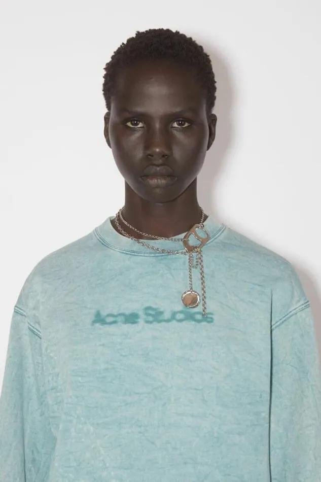 Acne Studios Sweatshirts Woman Blurred Logo Sweater Powder Blue