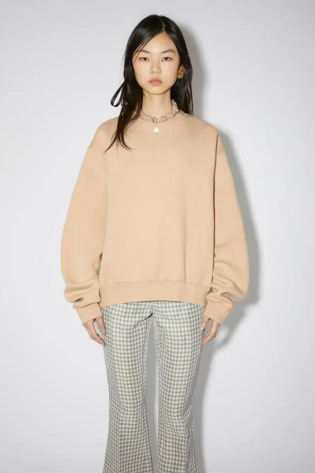 Acne Studios Sweatshirts Woman Crew Neck Sweater Light Camel