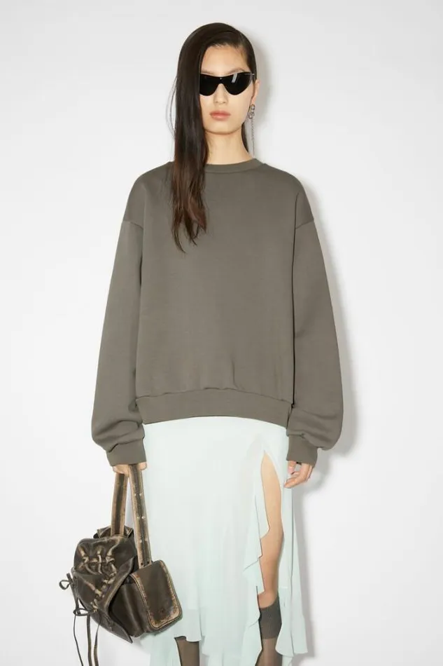 Acne Studios Sweatshirts Woman Crew Neck Sweater Mud Grey